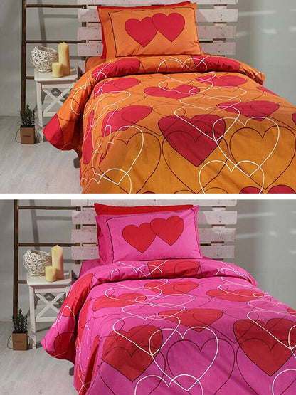 Σετ Σεντόνια Cotton Feelings Εμπριμέ 910 Orange Μονό 165x270εκ