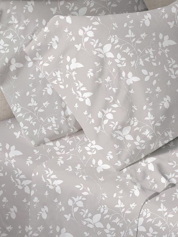 Σετ Σεντόνια Menta Εμπριμέ 040 Grey Μονό 160x250εκ