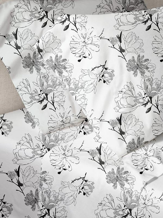 Σετ Σεντόνια Menta Εμπριμέ 070 Grey Μονό 160x250εκ