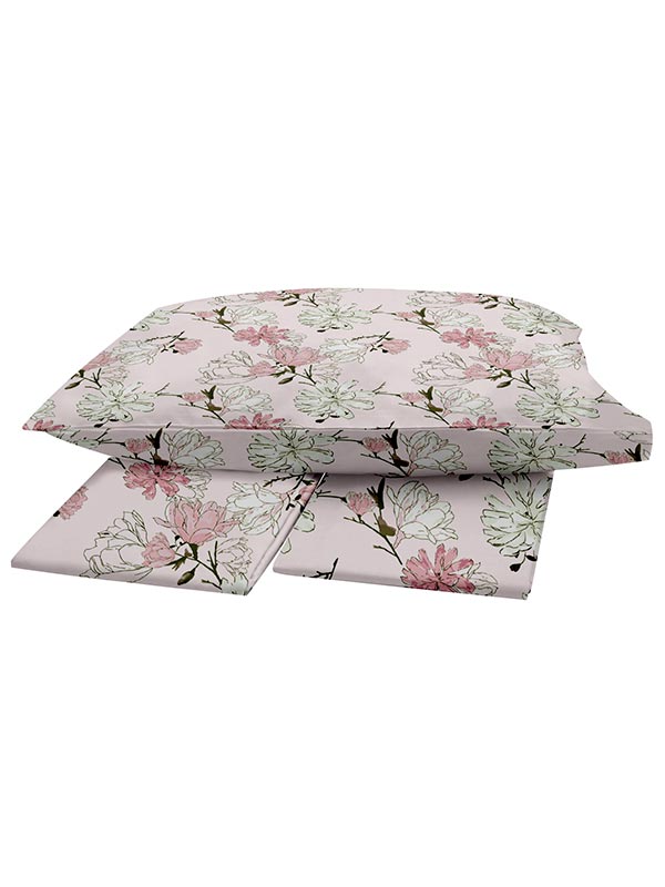 Σετ Σεντόνια Menta Εμπριμέ 070 Pink Μονό 160x250εκ