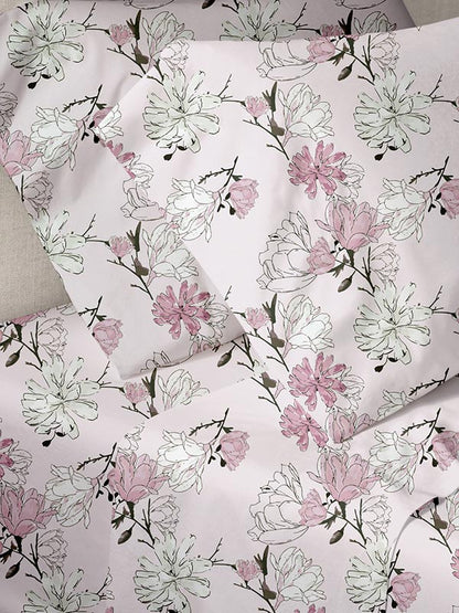 Σετ Σεντόνια Menta Εμπριμέ 070 Pink Μονό 160x250εκ