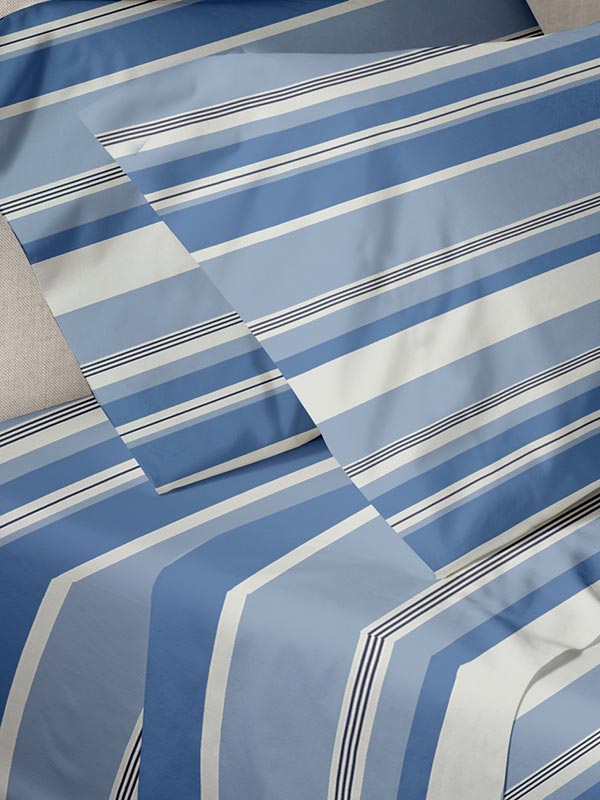 Σετ Σεντόνια Menta Εμπριμέ 550 Blue Μονό 160x250εκ