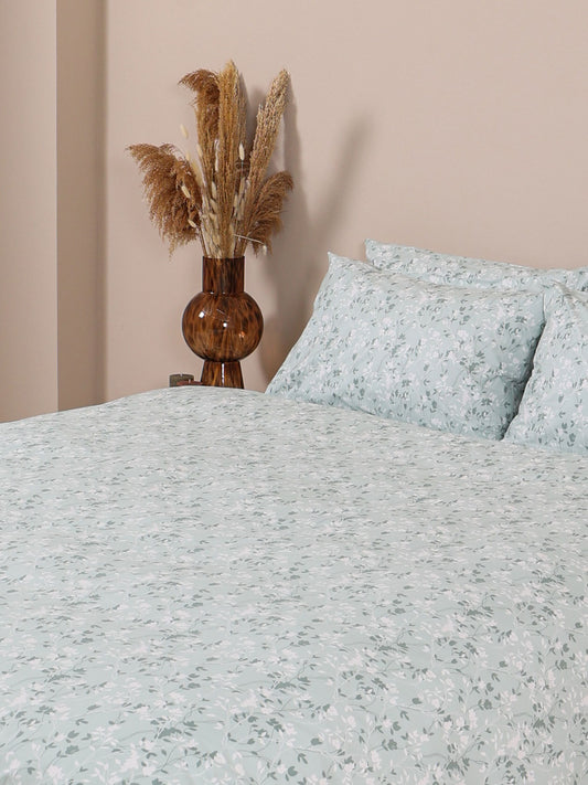 Σετ Σεντόνια Menta Εμπριμέ 320 Aqua Μονό 160x250εκ