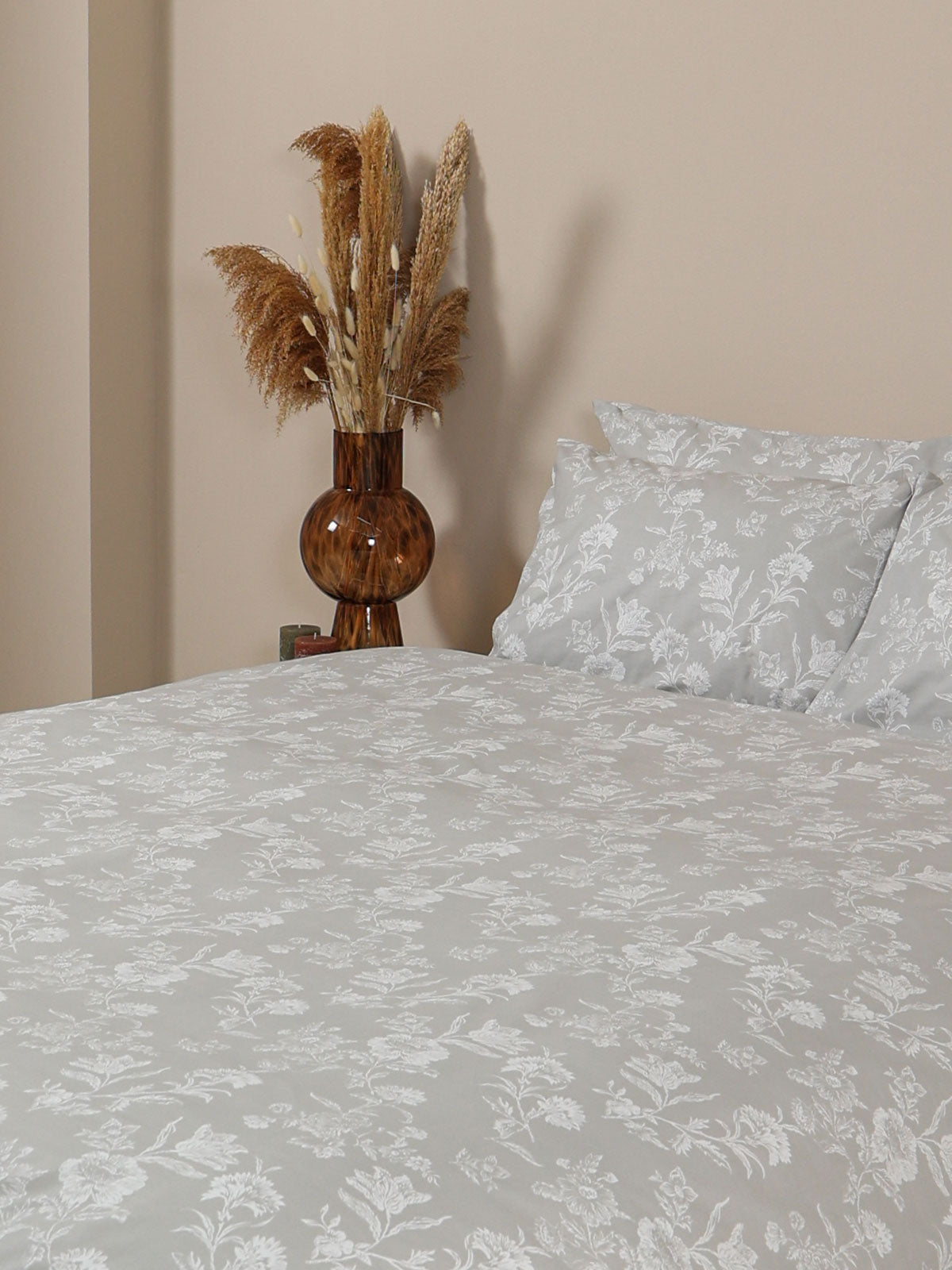 Σετ Σεντόνια Menta Εμπριμέ 340 Grey Μονό 160x250εκ