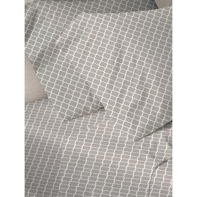 Σετ Σεντόνια Menta Εμπριμέ 530 Grey Διπλό 200x250εκ
