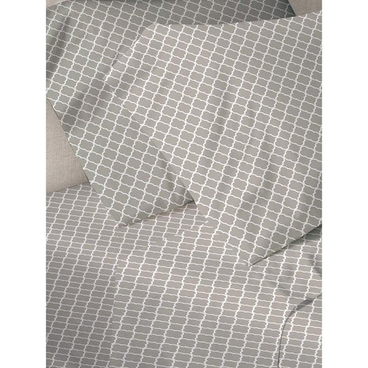Σετ Σεντόνια Menta Εμπριμέ 530 Grey Διπλό 200x250εκ