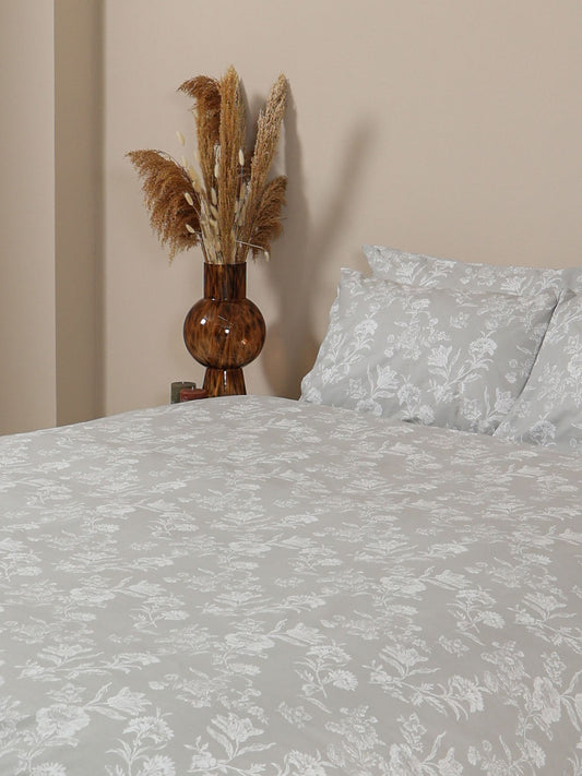 Σετ Σεντόνια Menta Εμπριμέ 340 Grey Διπλό 200x250εκ