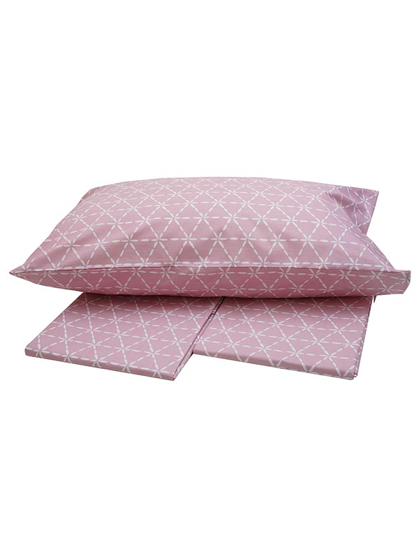 Σετ Σεντόνια Menta Εμπριμέ 940 Pink Υπέρδιπλο 235x250εκ