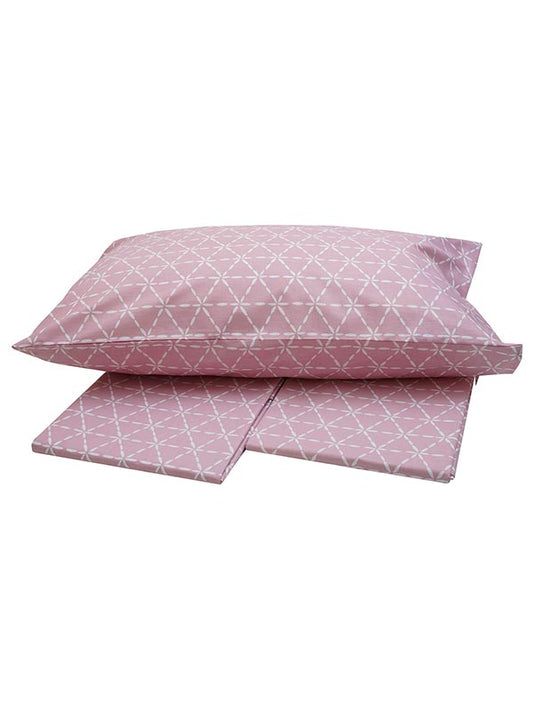 Σετ Σεντόνια Menta Εμπριμέ 940 Pink Υπέρδιπλο 235x250εκ