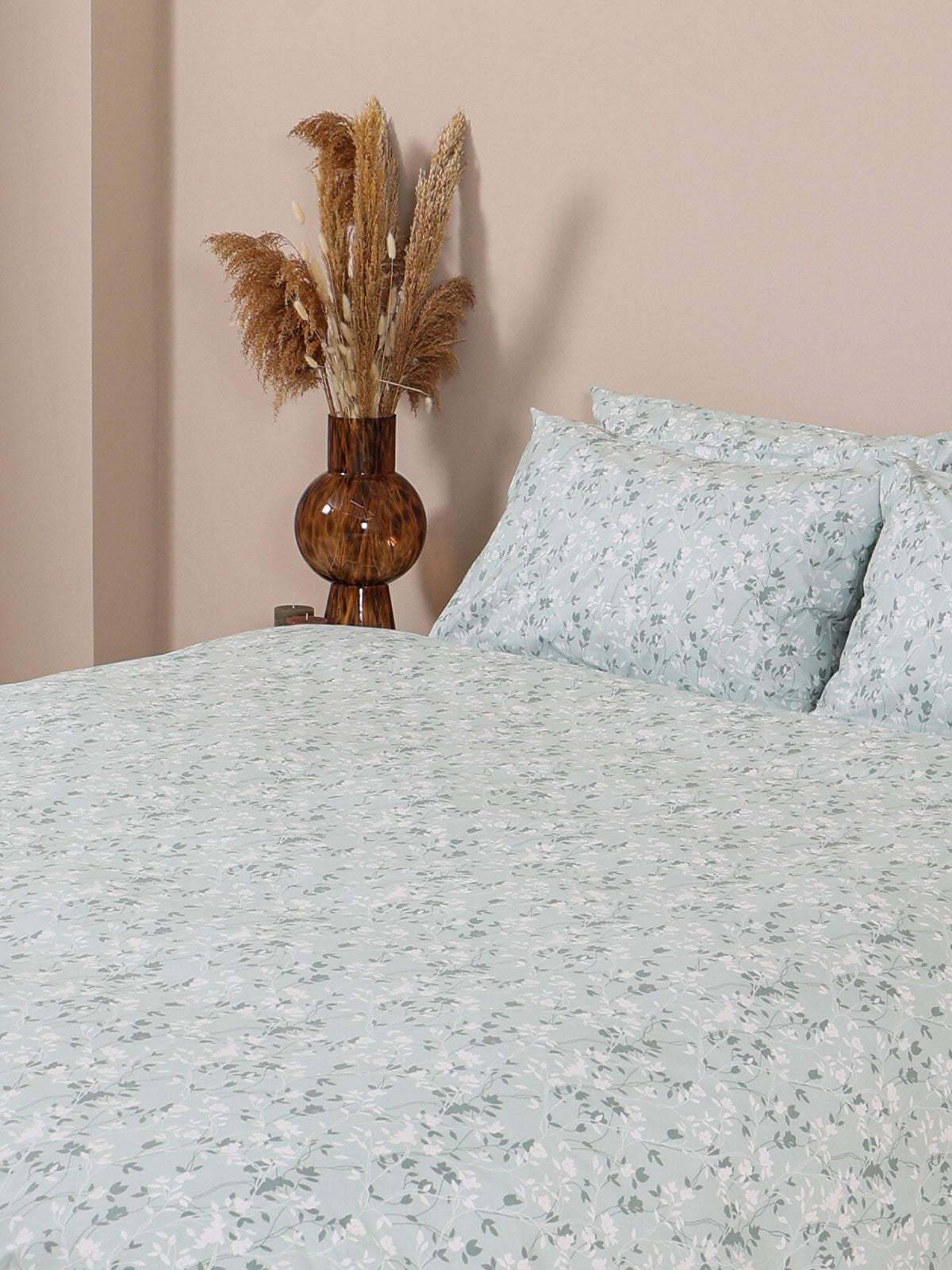 Σετ Σεντόνια Menta Εμπριμέ 320 Aqua Υπέρδιπλο 235x250εκ