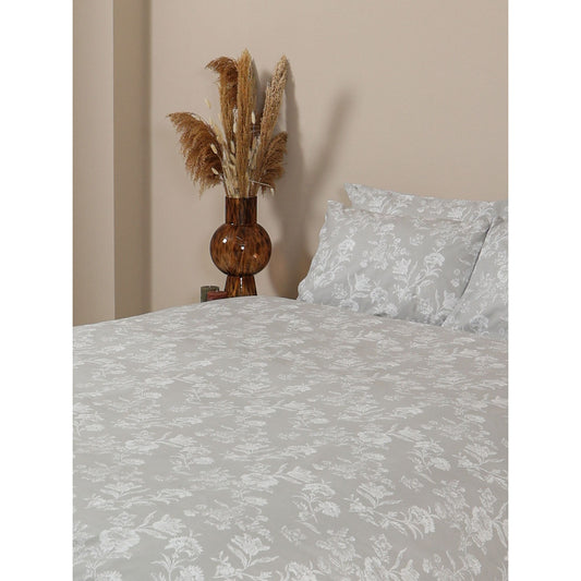 Σετ Σεντόνια Menta Εμπριμέ 340 Grey Υπέρδιπλο 235x250εκ