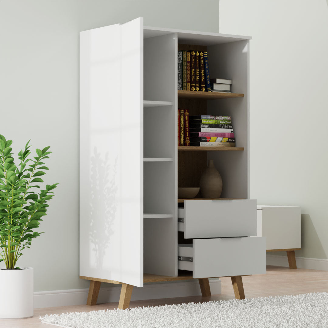 Βιβλιοθήκη Neptune Λευκό-Σονόμα 90x40x151