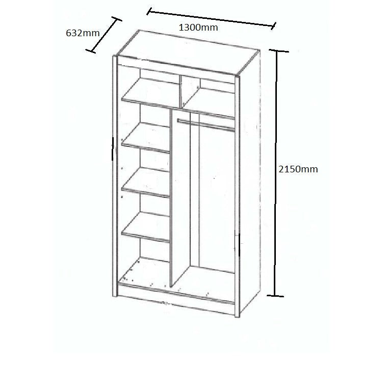 Ντουλάπα Δίφυλλη Ilona Sonoma 130x61x215 MDF
