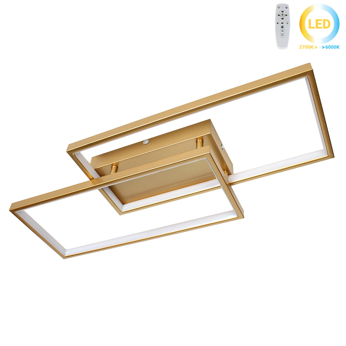 Φωτιστικό Οροφής LED 34W 65x28x8 εκ. Χρυσό με Controller