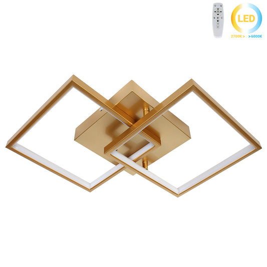 Φωτιστικό Οροφής LED 27W 58x35x8 εκ. Χρυσό με Controller