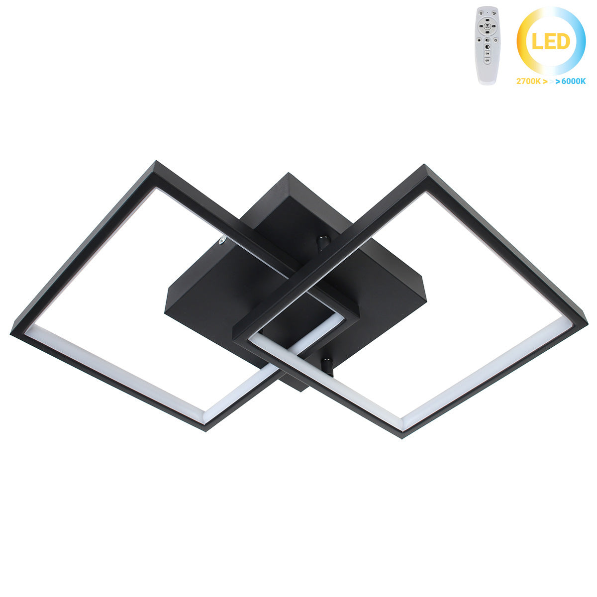 Φωτιστικό Οροφής LED 27W 58x35x8 εκ. Μαύρο με Controller