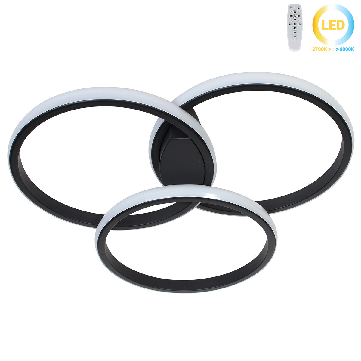 Φωτιστικό Οροφής LED 24W 44x42x7,5 εκ. Μαύρο με Controller