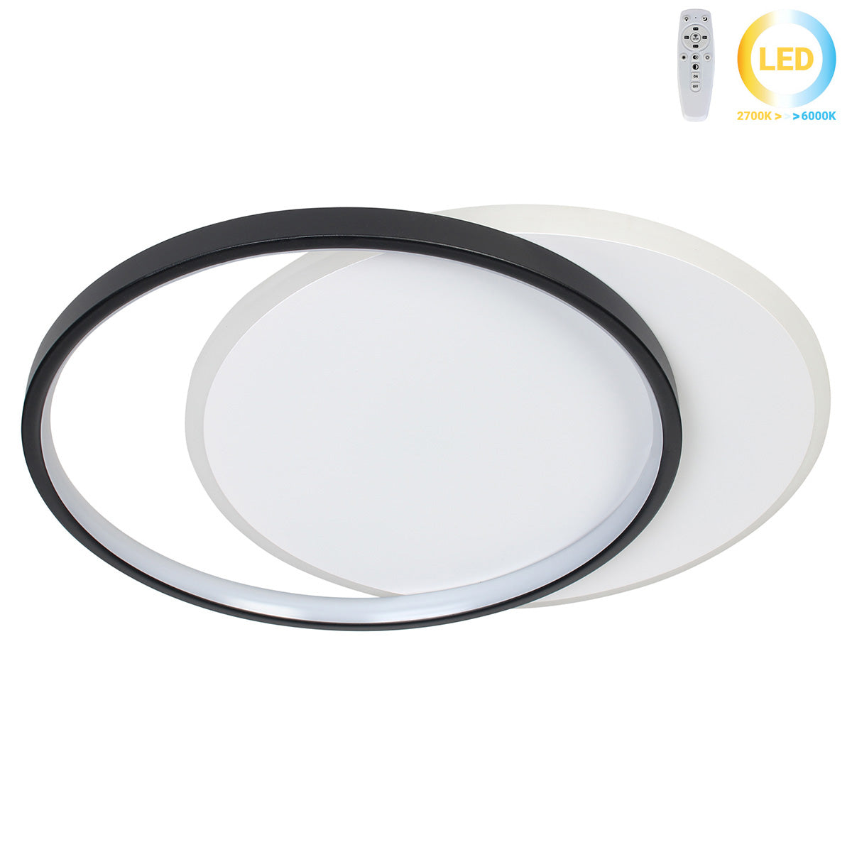Φωτιστικό Οροφής LED 53W 46x39x5,5 εκ. Μαύρο με Controller