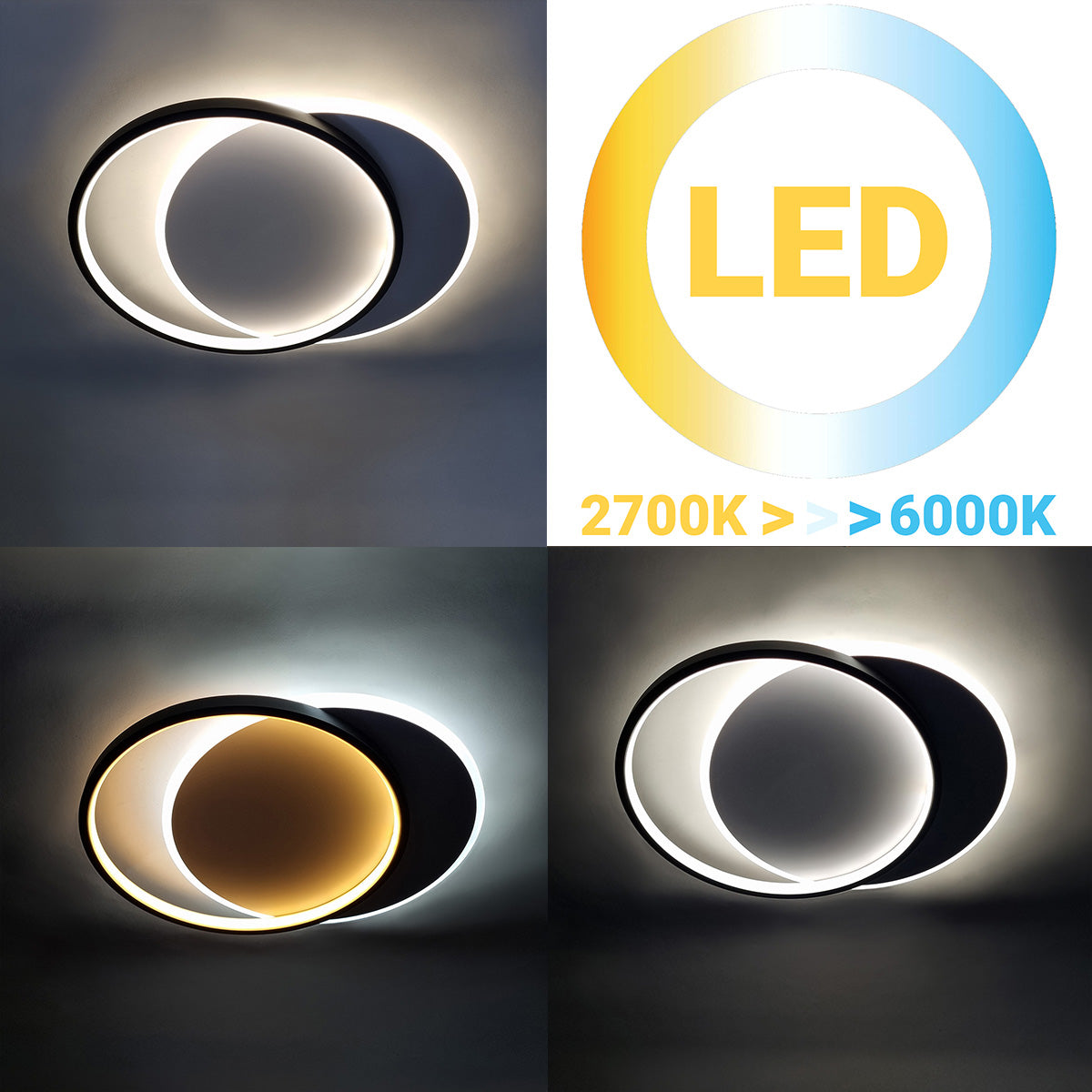 Φωτιστικό Οροφής LED 53W 46x39x5,5 εκ. Μαύρο με Controller