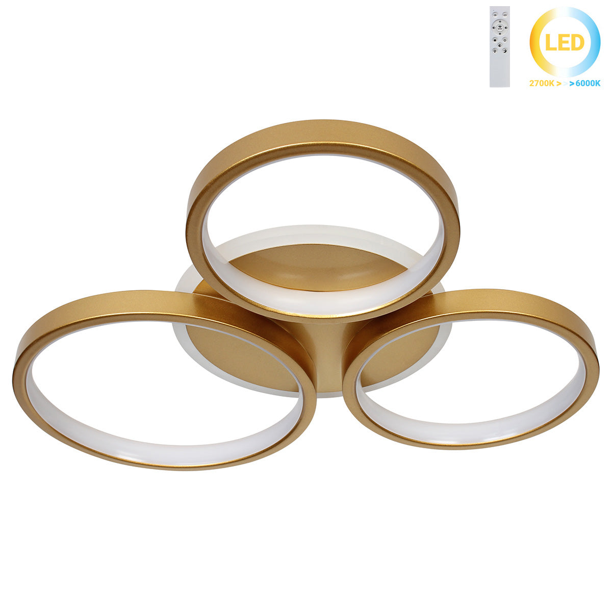 Φωτιστικό Οροφής LED 75W 42x38x5,5 εκ. Χρυσό με Controller