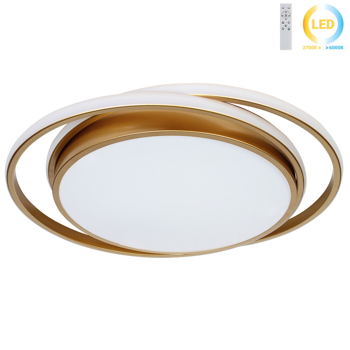 Φωτιστικό Οροφής LED 63W 52x49x6 εκ. Χρυσό με Controller