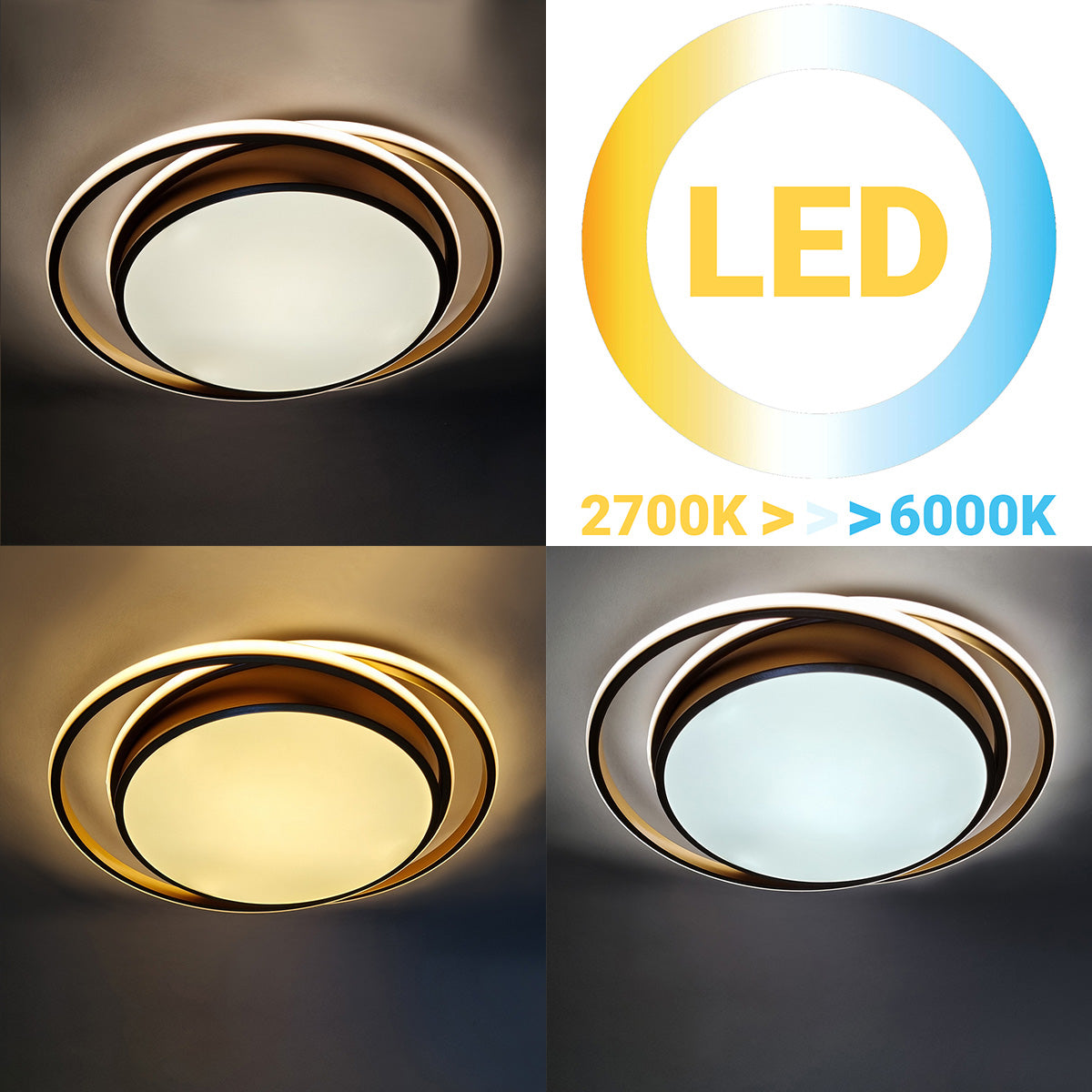 Φωτιστικό Οροφής LED 63W 52x49x6 εκ. Χρυσό με Controller