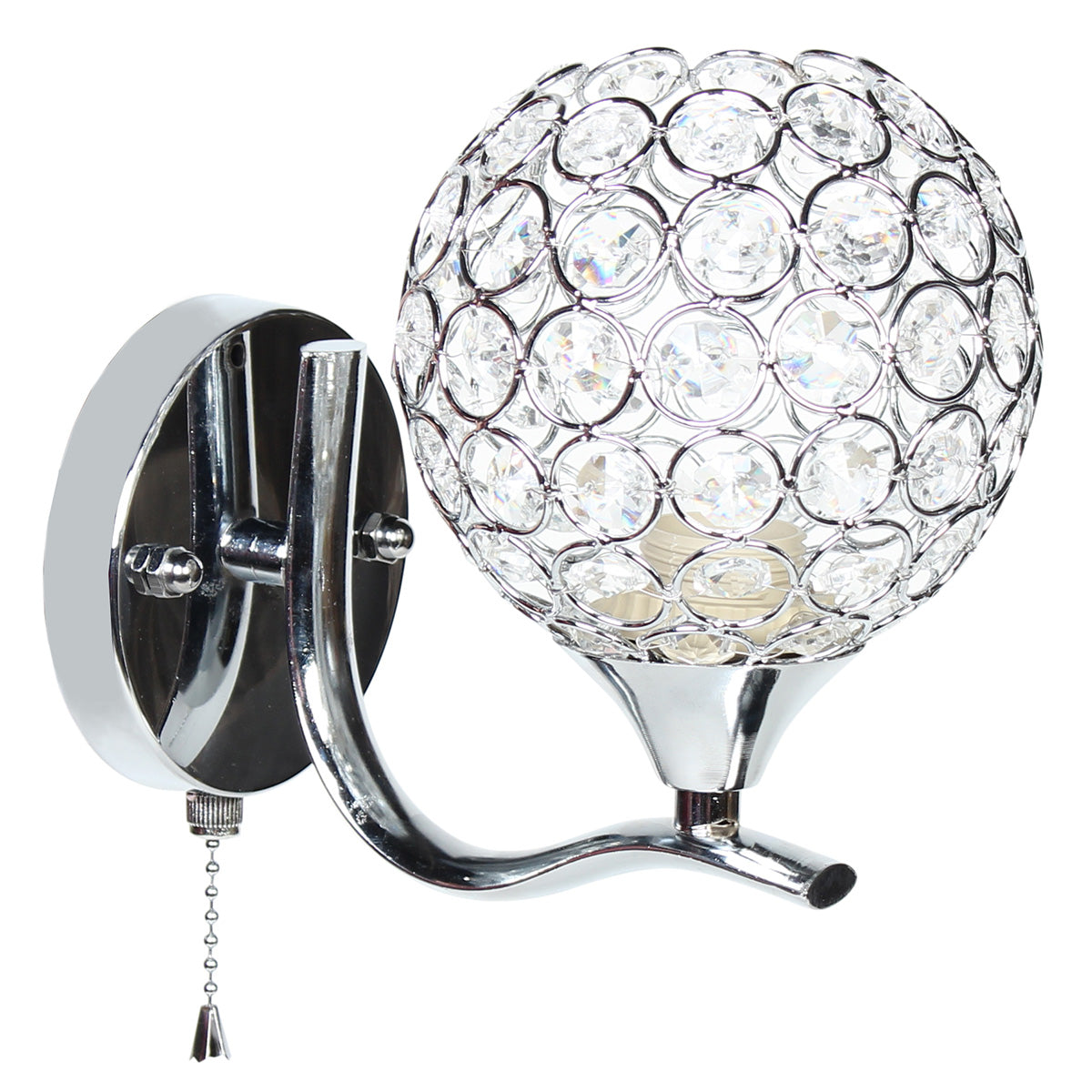 Απλίκα Τοίχου Ε27 12x18x17 εκ. Χρώμιο με Κρύσταλλα