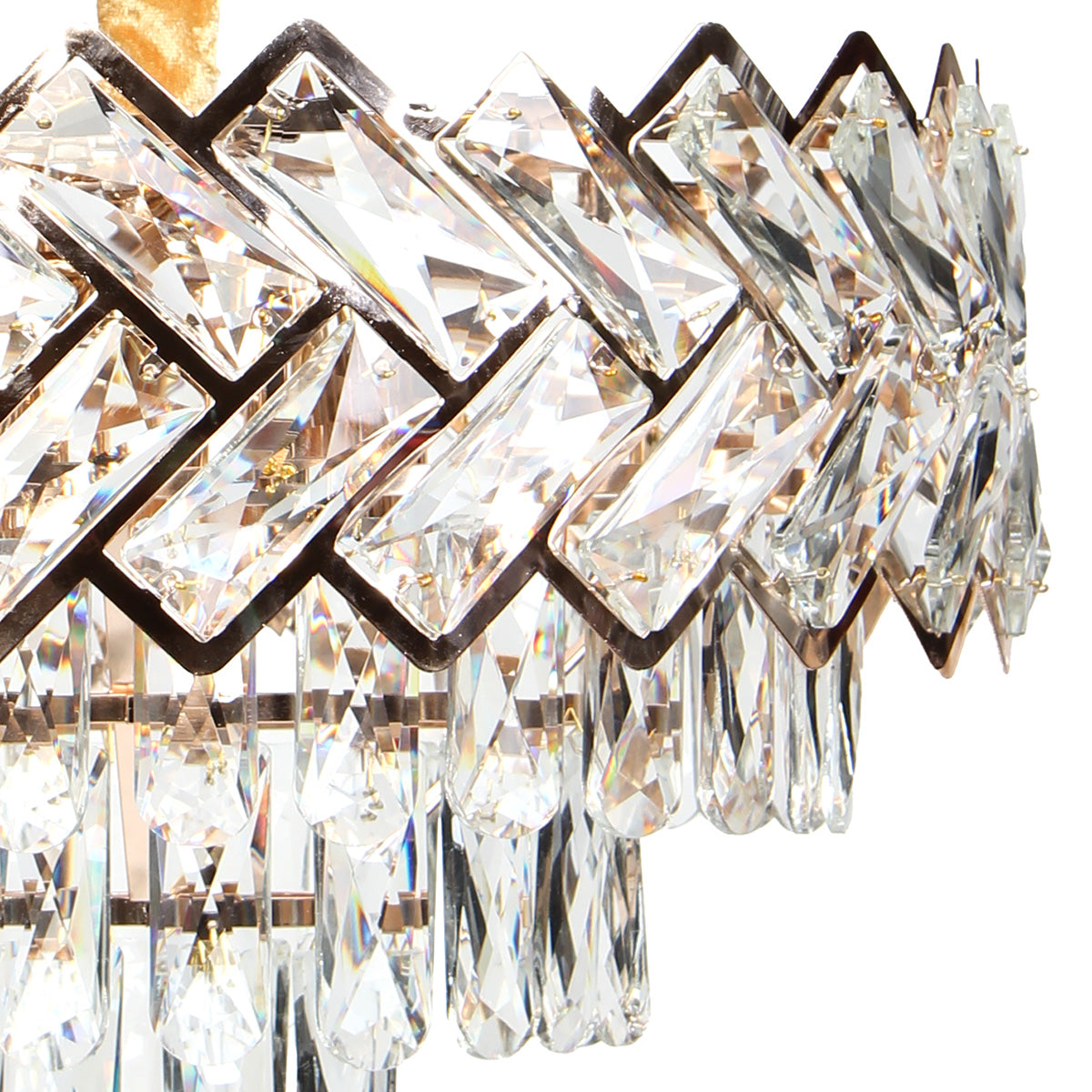 Φωτιστικό Κρεμαστό Μεταλλικό 5 x Ε14 Φ40x27-77 εκ. Χρυσό με Κρύσταλλα