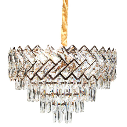 Φωτιστικό Κρεμαστό Μεταλλικό 8 x Ε14 Φ50x32-82 εκ. Χρυσό με Κρύσταλλα