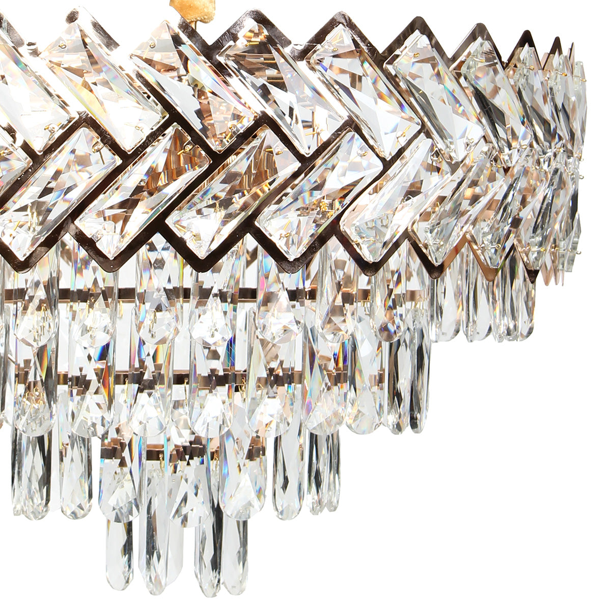 Φωτιστικό Κρεμαστό Μεταλλικό 8 x Ε14 Φ50x32-82 εκ. Χρυσό με Κρύσταλλα