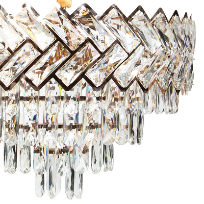 Φωτιστικό Κρεμαστό Μεταλλικό 8 x Ε14 Φ50x32-82 εκ. Χρυσό με Κρύσταλλα