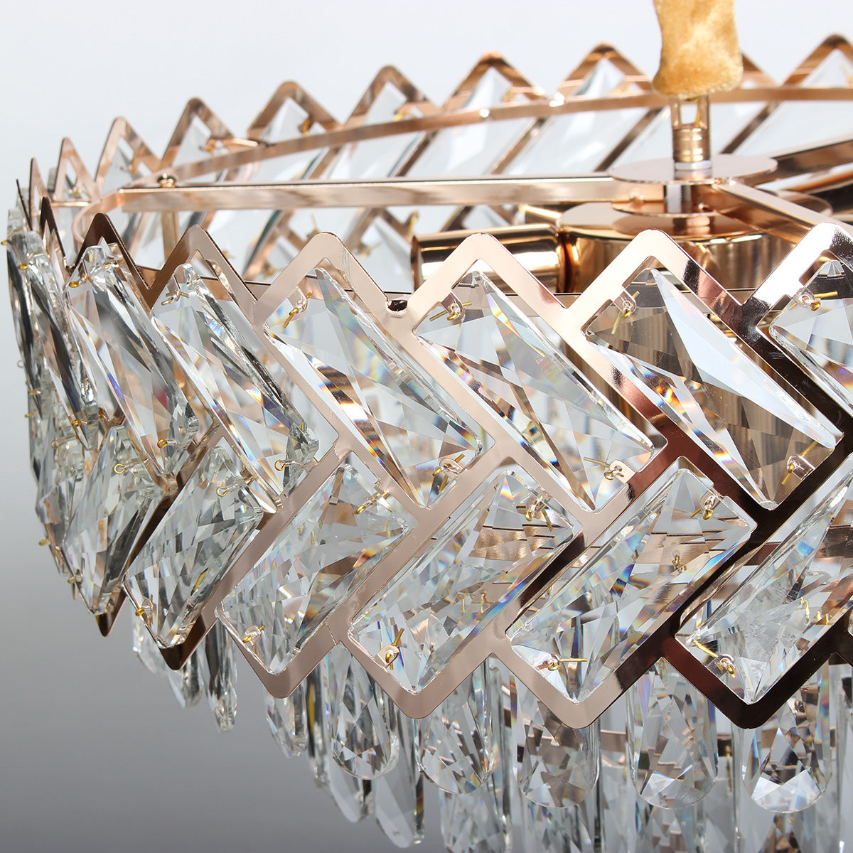 Φωτιστικό Κρεμαστό Μεταλλικό 8 x Ε14 Φ50x32-82 εκ. Χρυσό με Κρύσταλλα