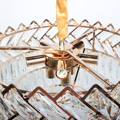 Φωτιστικό Κρεμαστό Μεταλλικό 8 x Ε14 Φ50x32-82 εκ. Χρυσό με Κρύσταλλα