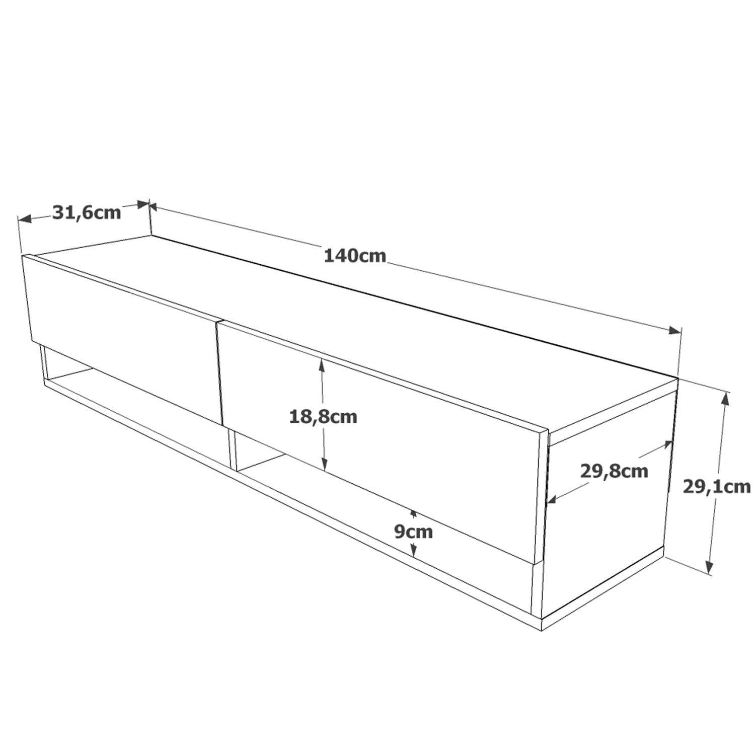 Έπιπλο Τηλεόρασης Solva Πεύκο Μοριοσανίδα 140x31.6x29.6