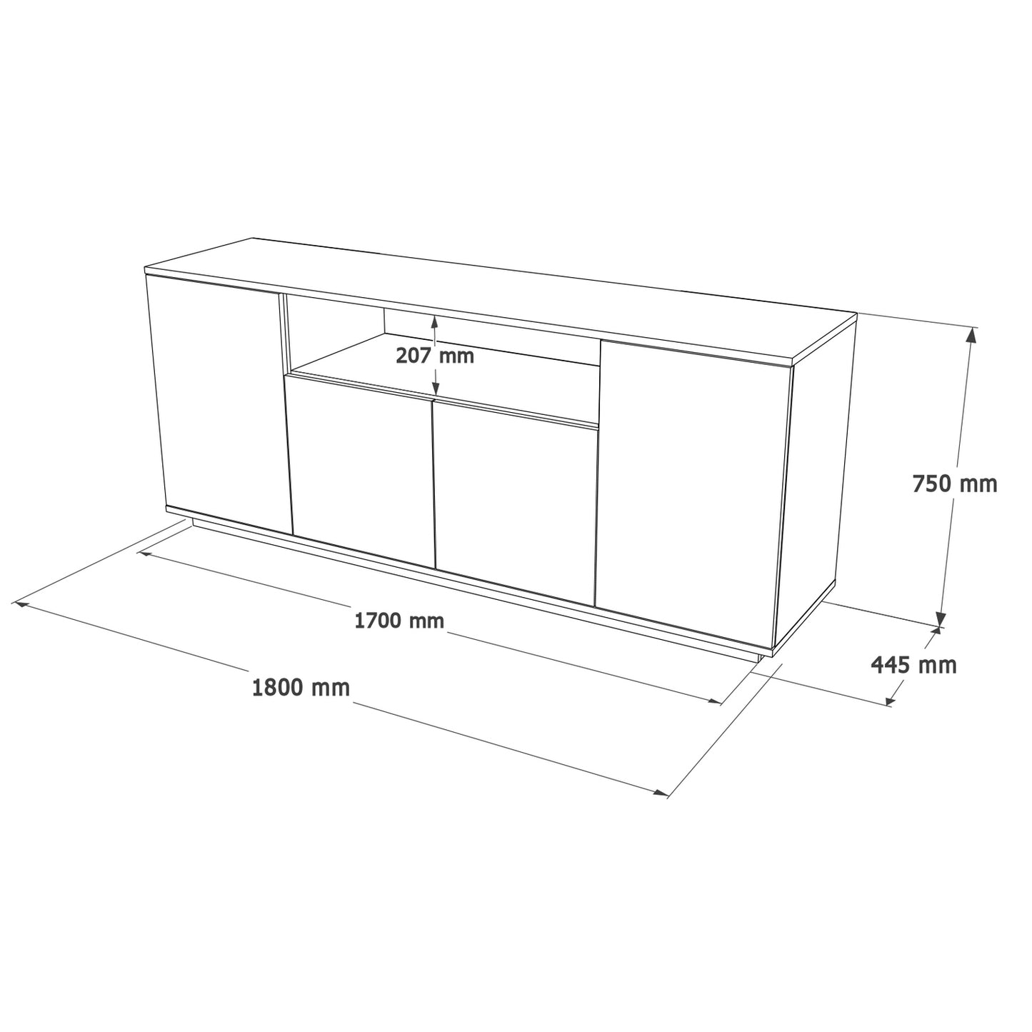 Μπουφές Bowes Πεύκο/Λευκό Μοριοσανίδα 180x44.5x75