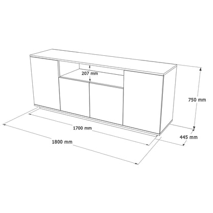 Μπουφές Bowes Πεύκο/Λευκό Μοριοσανίδα 180x44.5x75