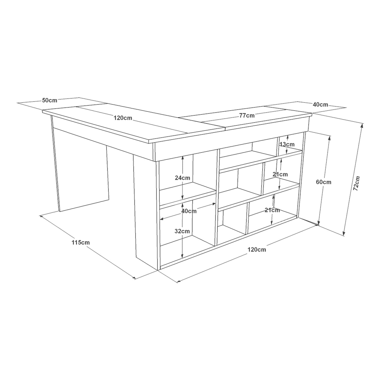 Γραφείο Cann Πεύκο/Ανθρακί Μοριοσανίδα 115x120x72