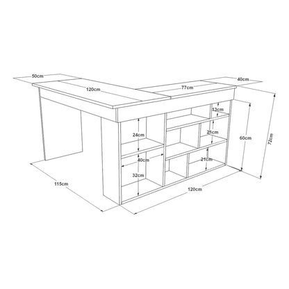 Γραφείο Cann Πεύκο/Ανθρακί Μοριοσανίδα 115x120x72