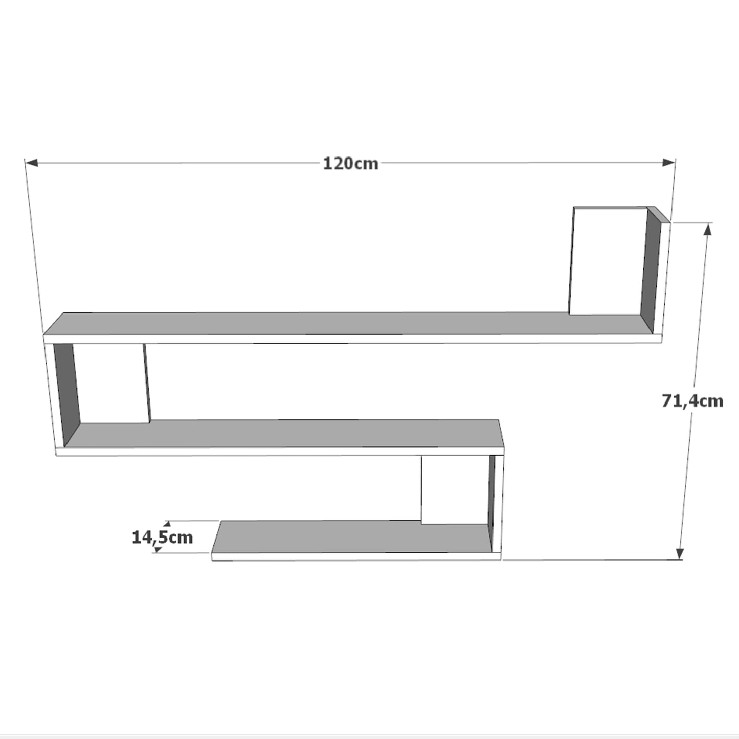 Ράφι Τοίχου Ealing Πεύκο Μοριοσανίδα 120x145x71.4