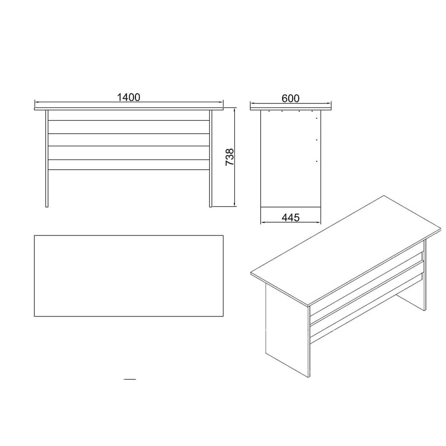 Γραφείο Eastcote Οξιά/Μαύρο Μοριοσανίδα 140x60x73.8