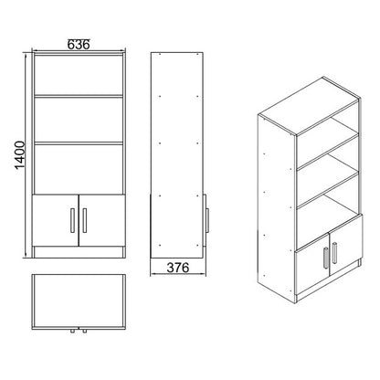 Βιβλιοθήκη Edgware Οξιά/Μαύρο Μοριοσανίδα 63.6x37.6x140