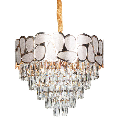 Φωτιστικό Κρεμαστό Μεταλλικό 7 x Ε14 Φ47x38 εκ. Champagne Gold με Κρύσταλλα