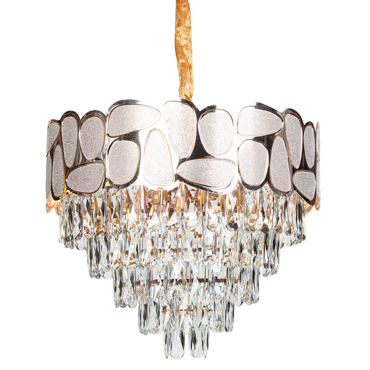 Φωτιστικό Κρεμαστό Μεταλλικό 7 x Ε14 Φ47x38 εκ. Champagne Gold με Κρύσταλλα