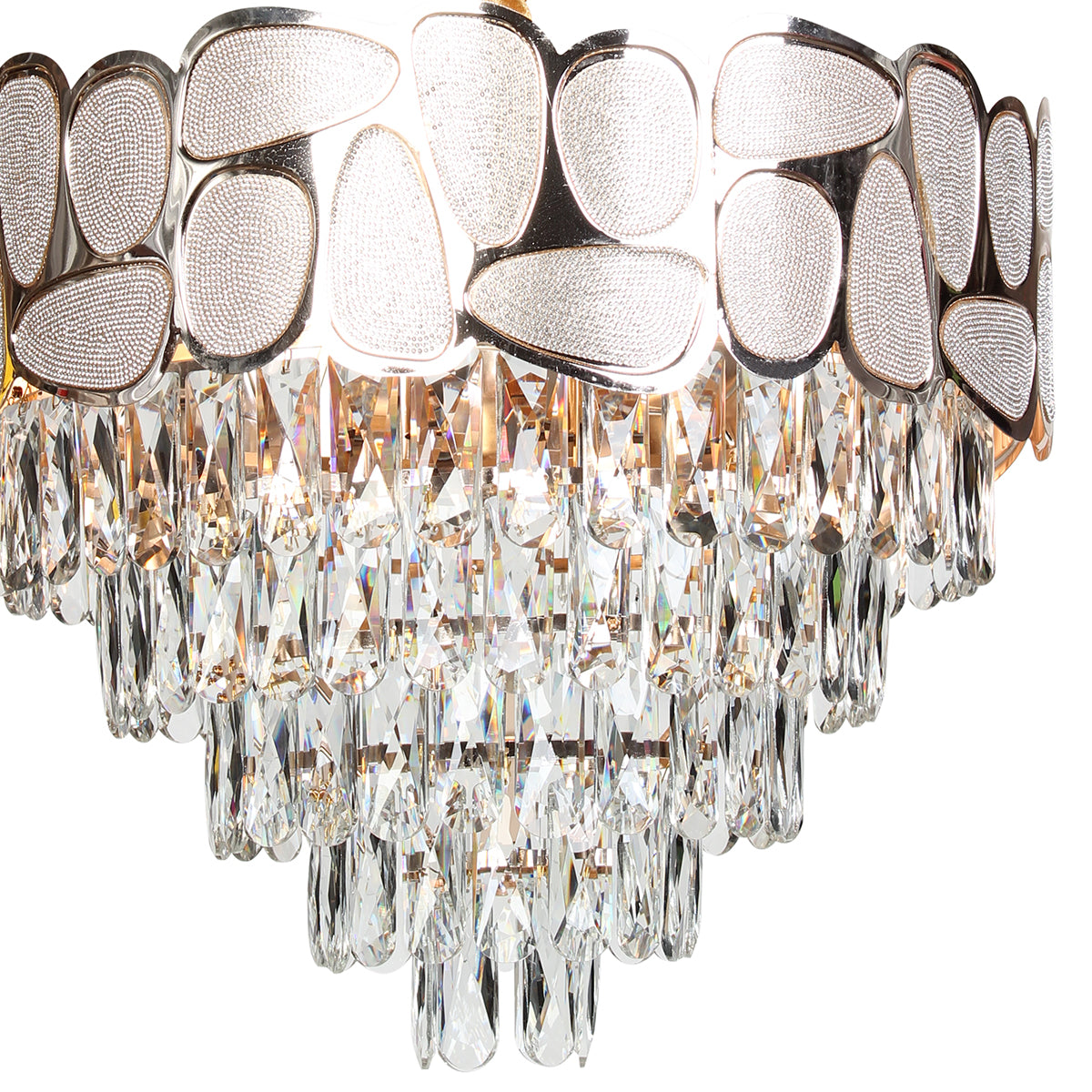 Φωτιστικό Κρεμαστό Μεταλλικό 7 x Ε14 Φ47x38 εκ. Champagne Gold με Κρύσταλλα