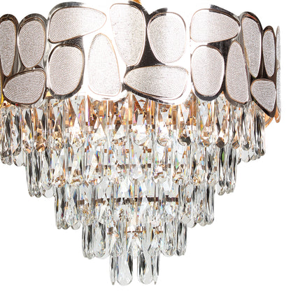 Φωτιστικό Κρεμαστό Μεταλλικό 7 x Ε14 Φ47x38 εκ. Champagne Gold με Κρύσταλλα