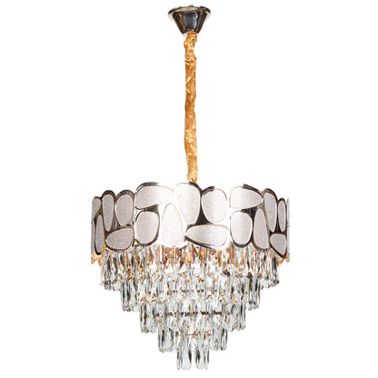 Φωτιστικό Κρεμαστό Μεταλλικό 7 x Ε14 Φ47x38 εκ. Champagne Gold με Κρύσταλλα