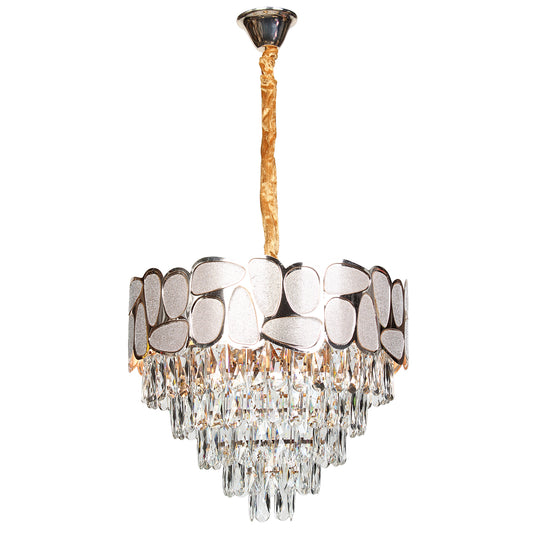 Φωτιστικό Κρεμαστό Μεταλλικό 7 x Ε14 Φ47x38 εκ. Champagne Gold με Κρύσταλλα