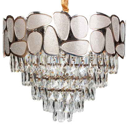 Φωτιστικό Κρεμαστό Μεταλλικό 7 x Ε14 Φ47x38 εκ. Champagne Gold με Κρύσταλλα