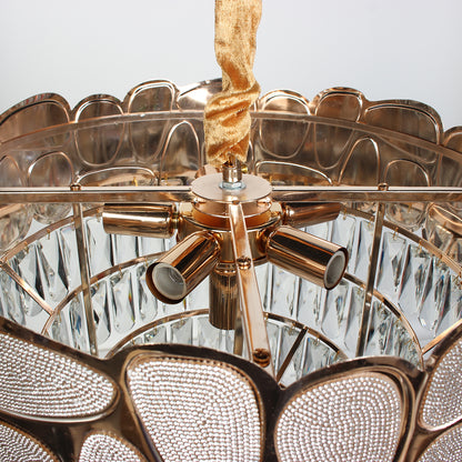 Φωτιστικό Κρεμαστό Μεταλλικό 7 x Ε14 Φ47x38 εκ. Champagne Gold με Κρύσταλλα