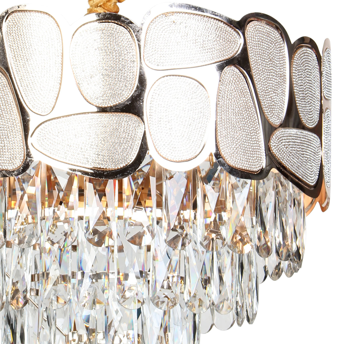 Φωτιστικό Κρεμαστό Μεταλλικό 7 x Ε14 Φ40x33 εκ. Champagne Gold με Κρύσταλλα